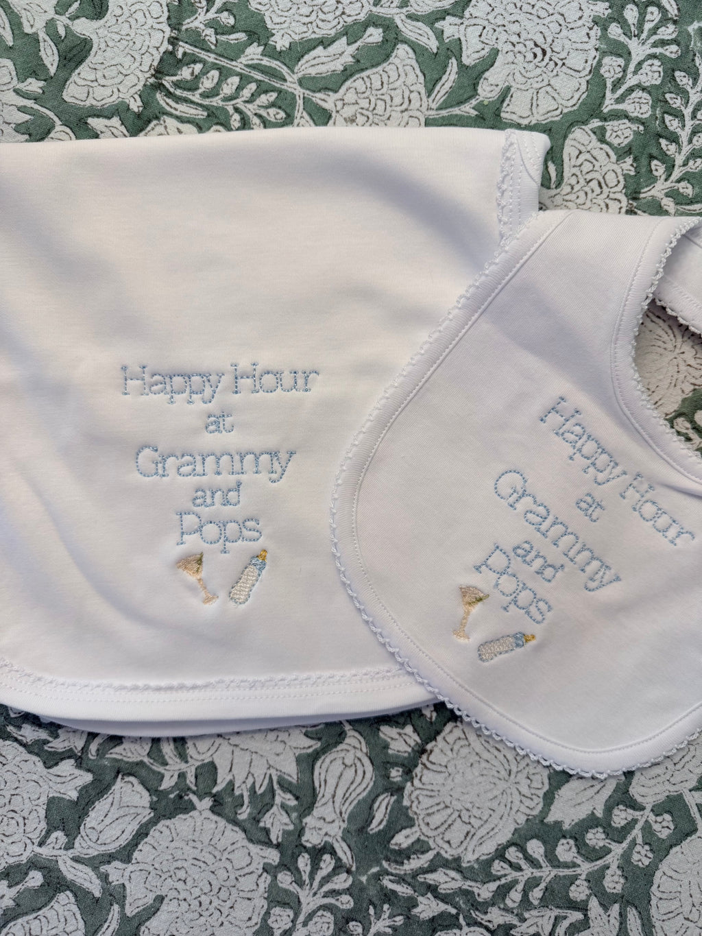 Embroidered Picot Trim Burp Cloth