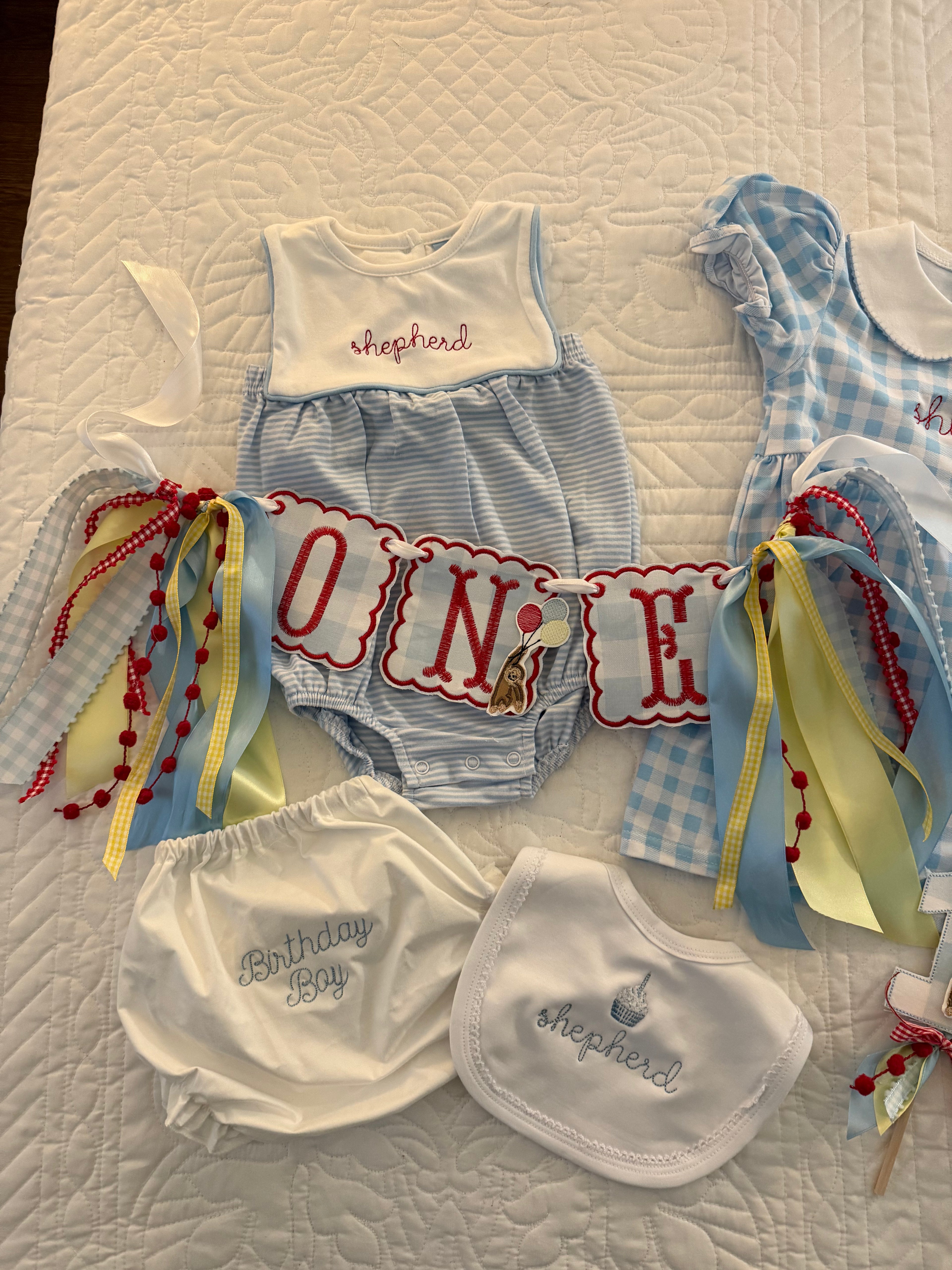 Embroidered Picot Trim Bib