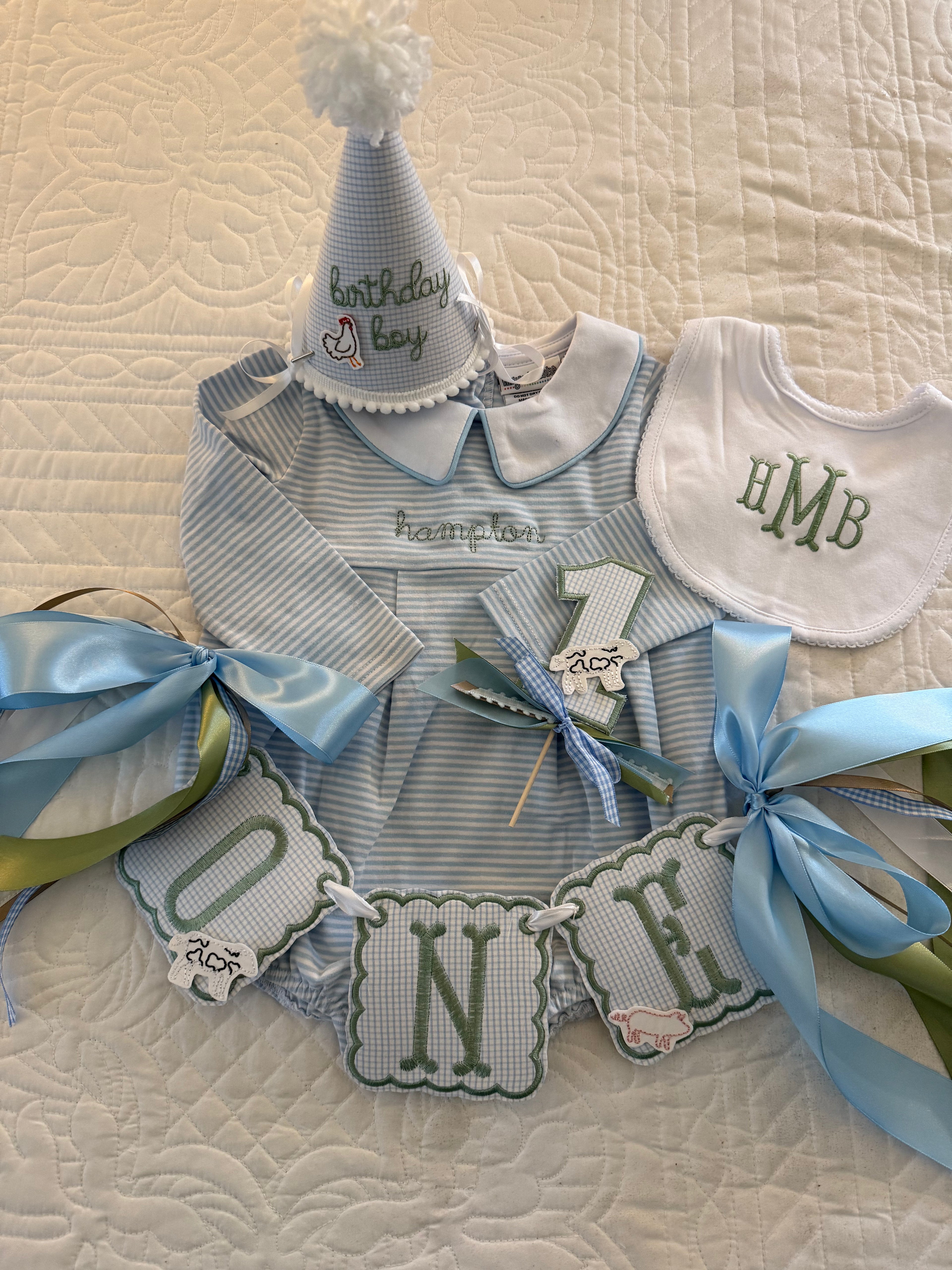 Custom Embroidered First Birthday Outfit