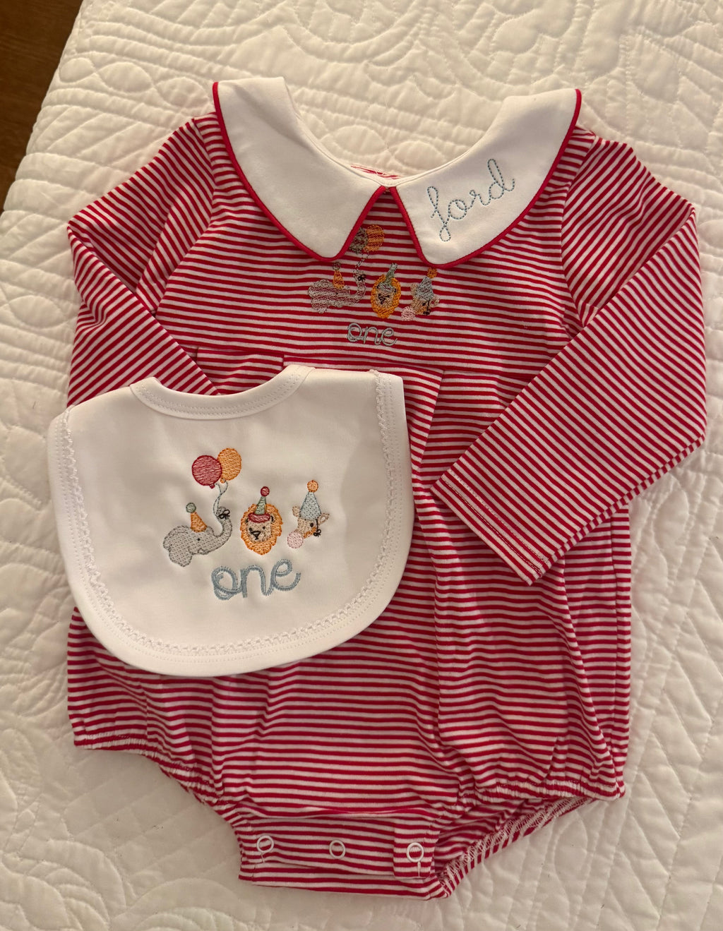 Custom Embroidered First Birthday Outfit