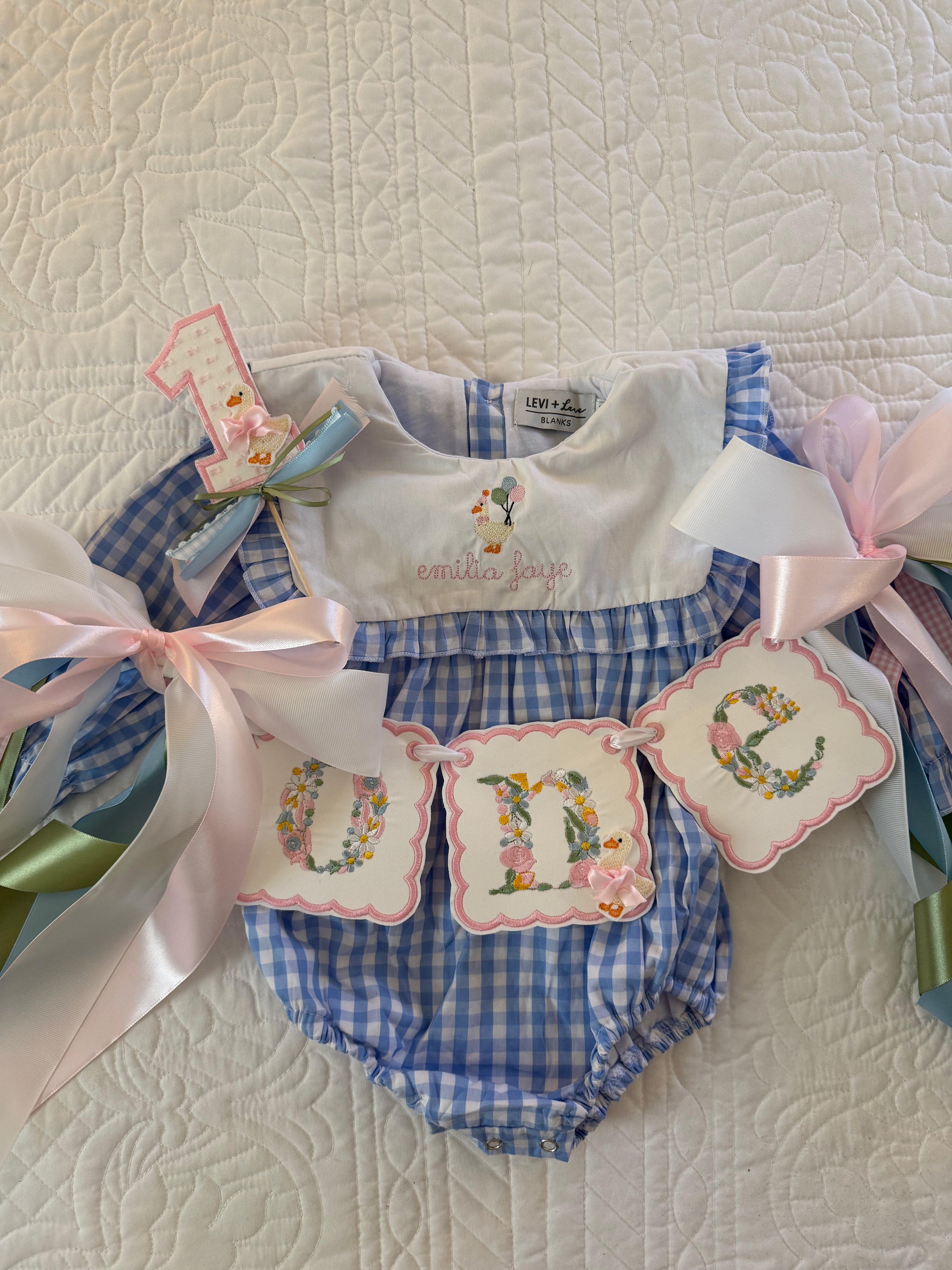 Custom Embroidered First Birthday Outfit