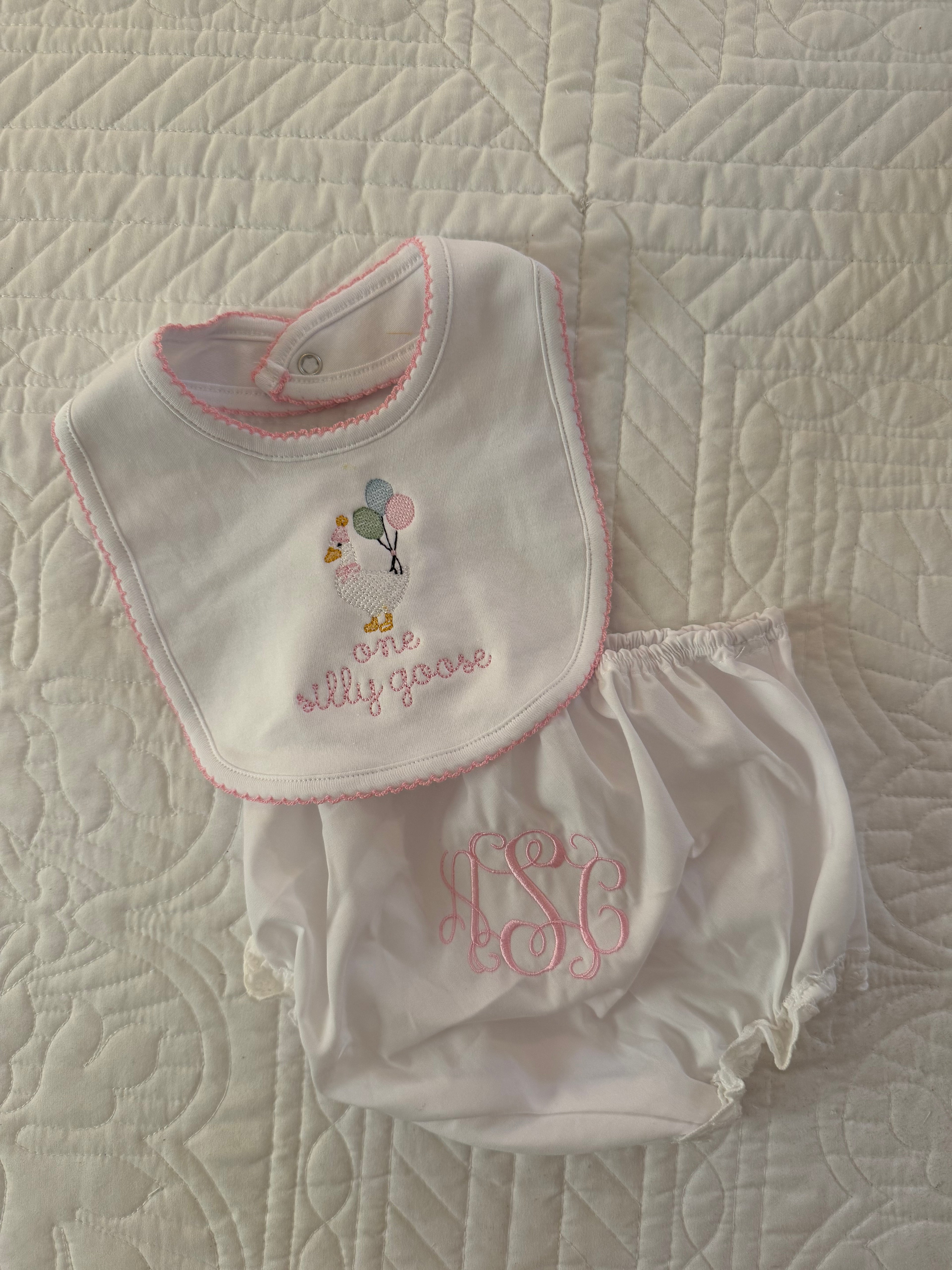 Embroidered Picot Trim Bib