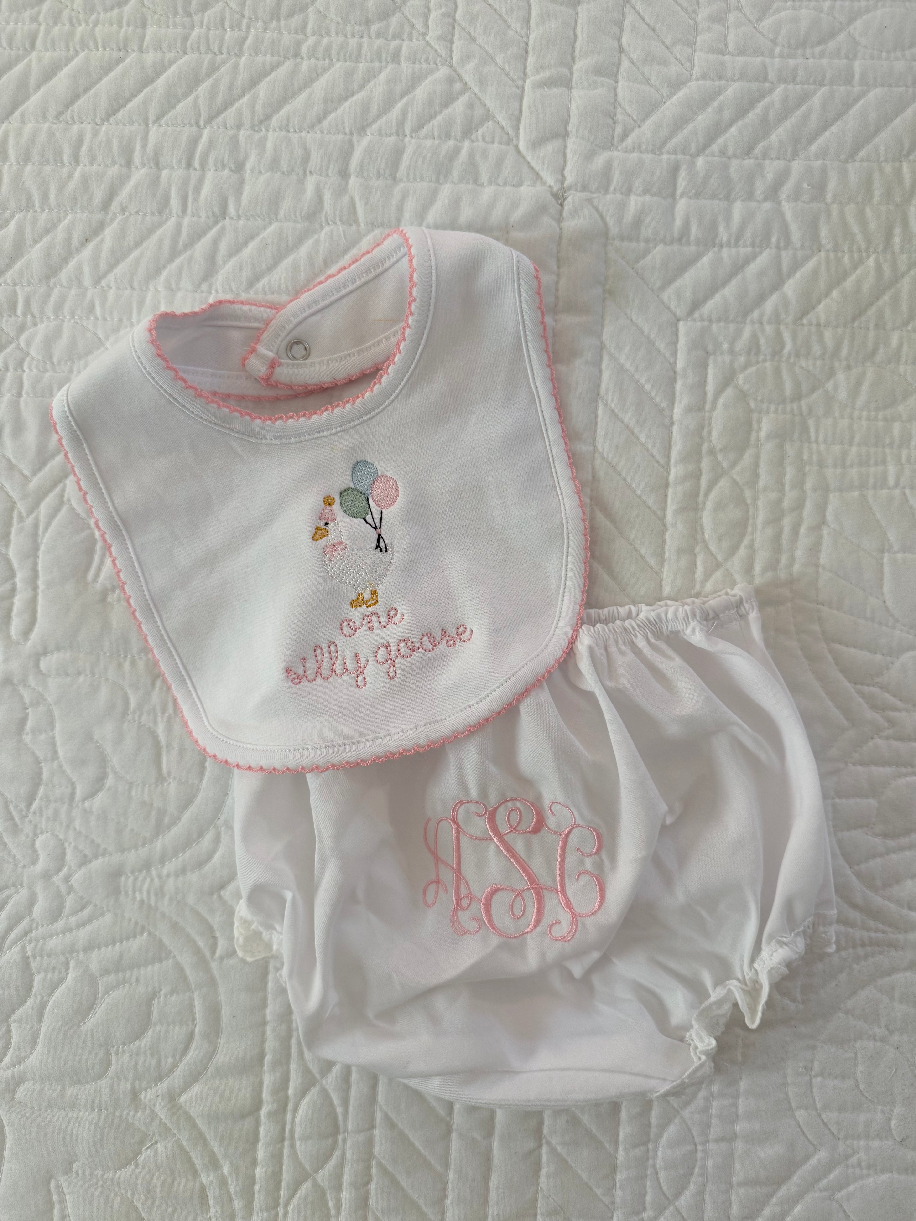 Embroidered Picot Trim Bib