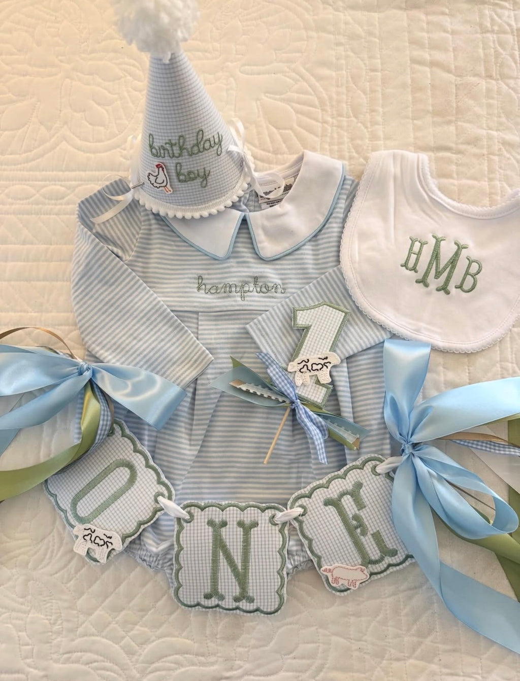 Custom Embroidered First Birthday Outfit