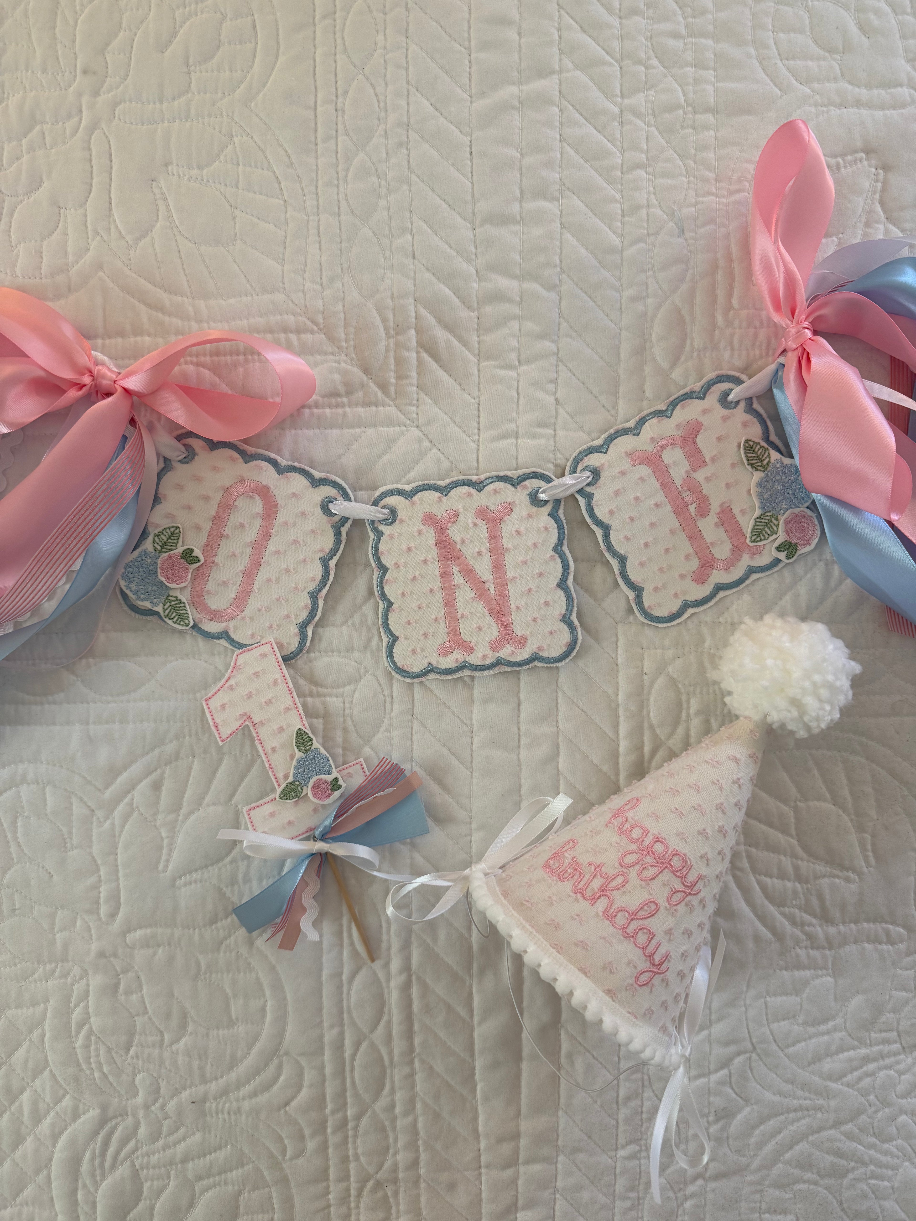 Hydrangea and Roses First Birthday Set