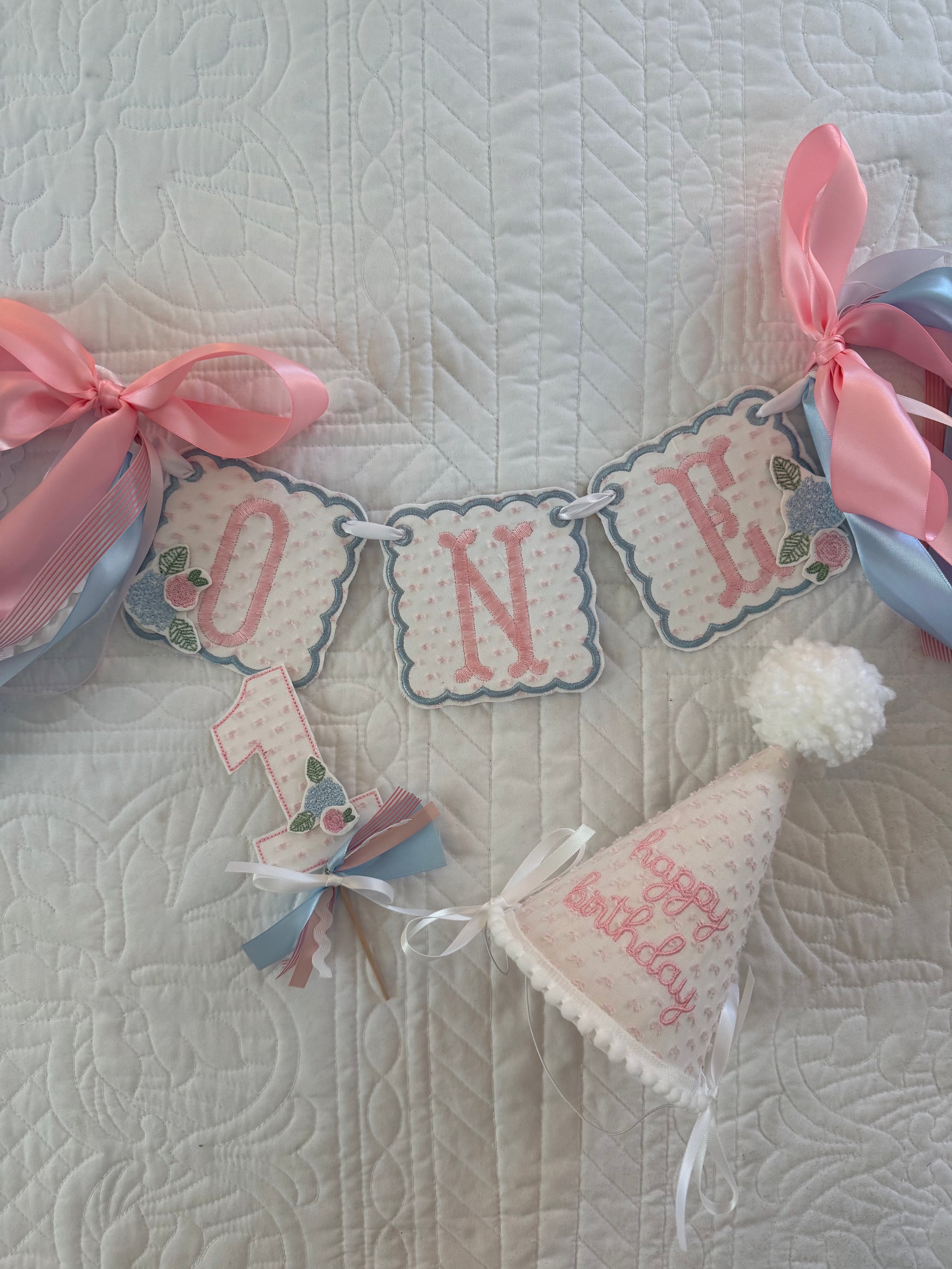 Hydrangea and Roses First Birthday Set