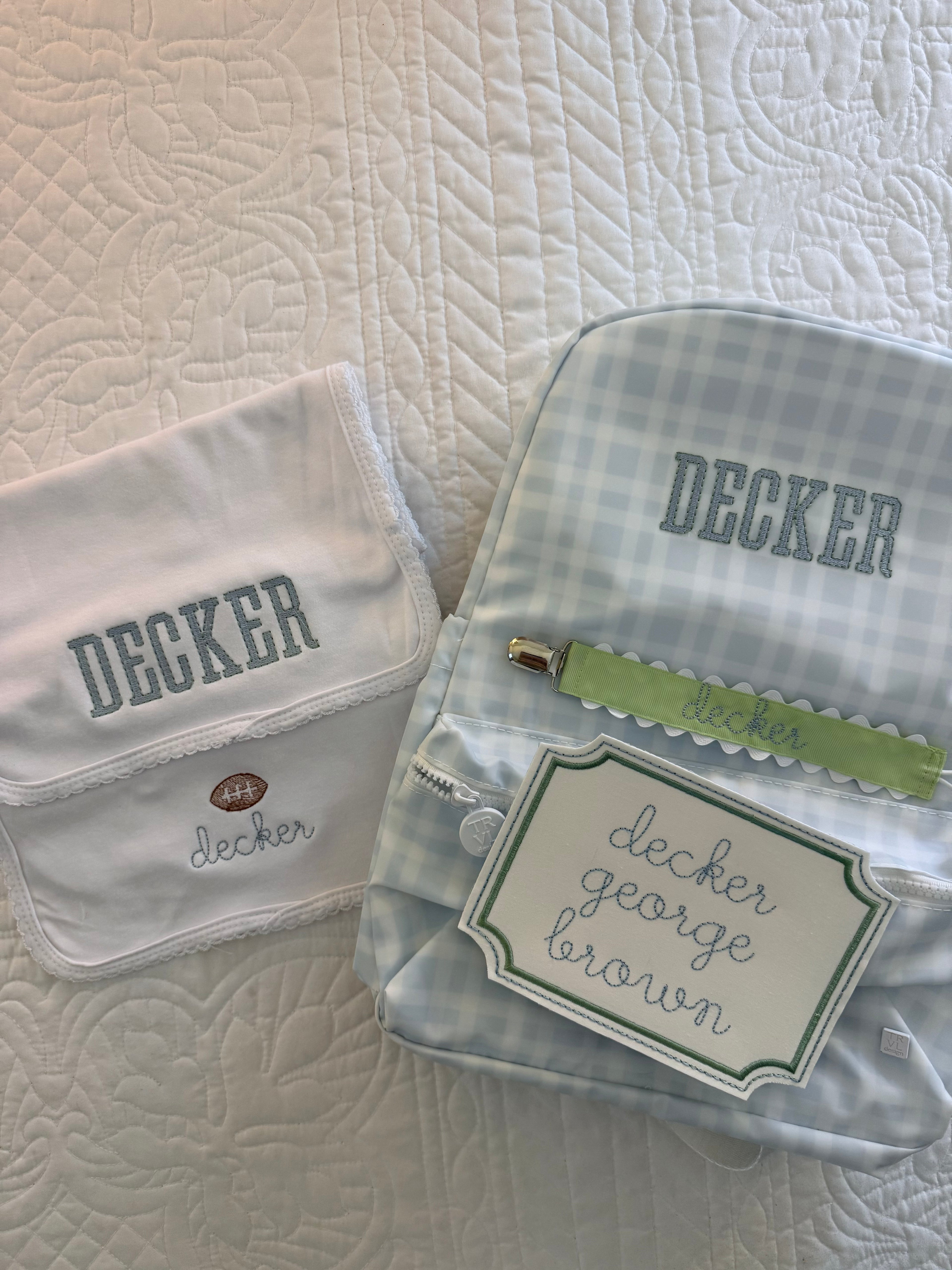 Embroidered Picot Trim Burp Cloth