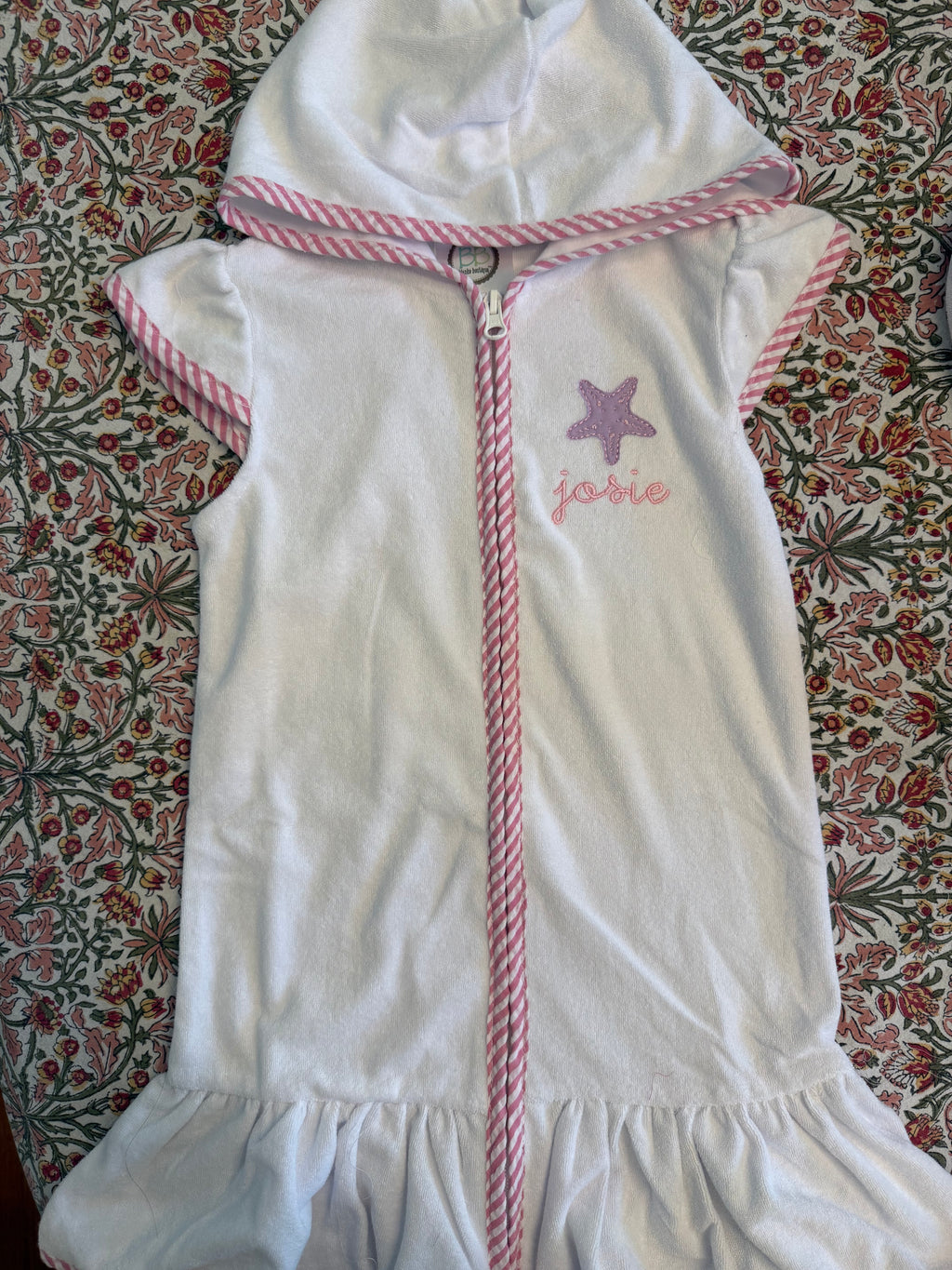 Embroidered Terry Cloth Towel Coverup