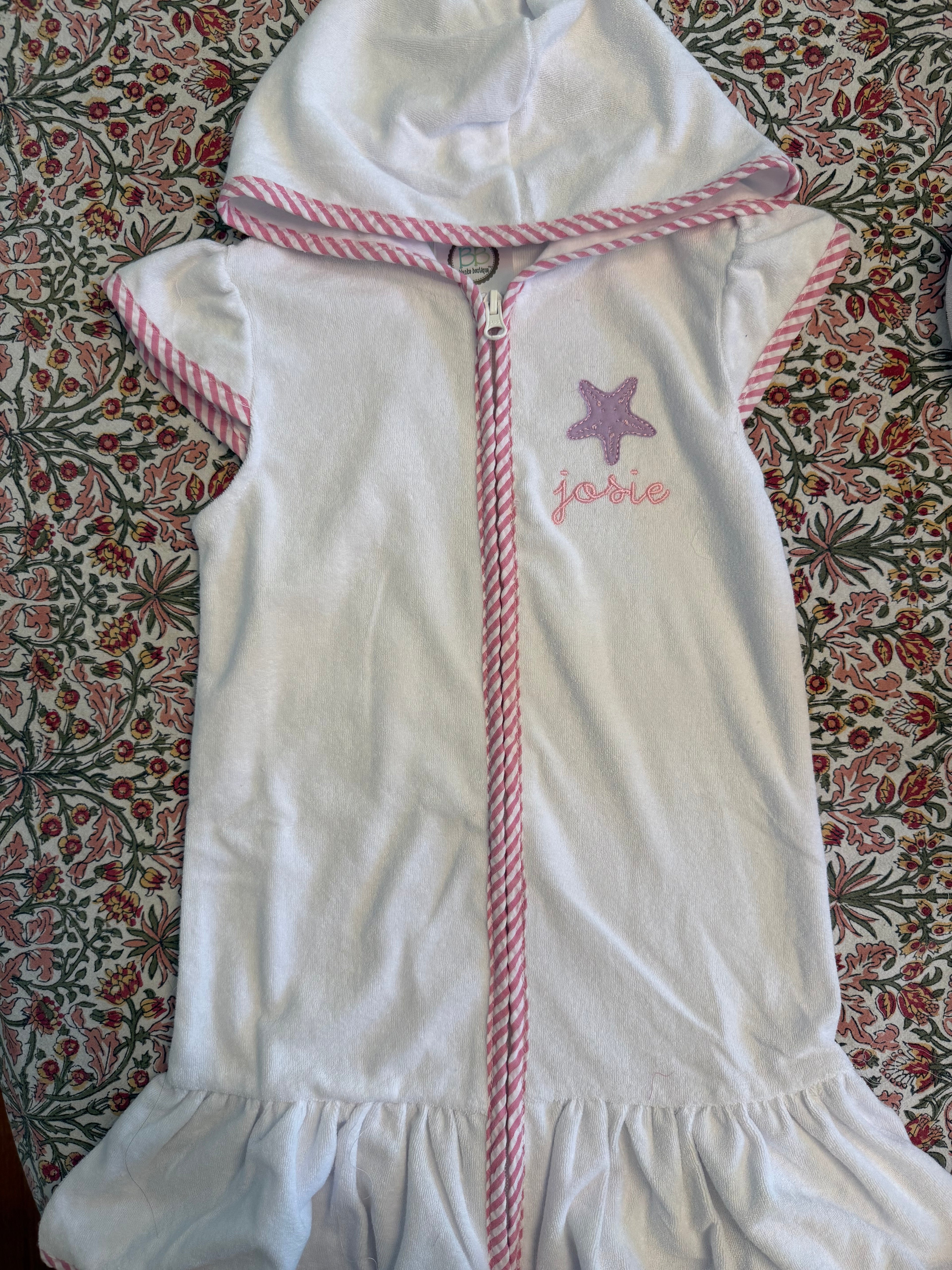 Embroidered Terry Cloth Towel Coverup
