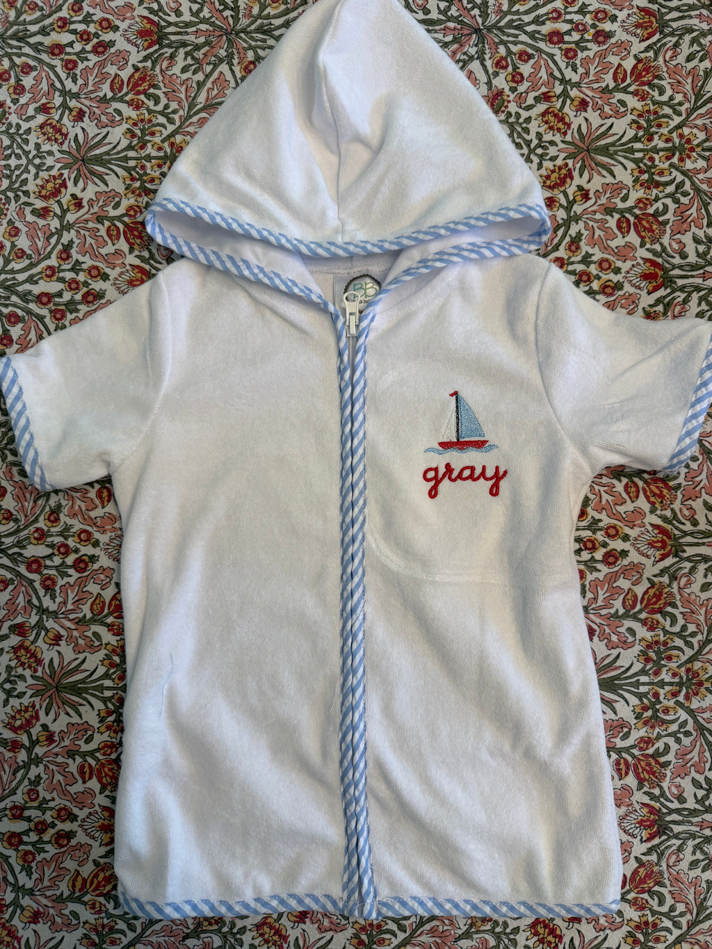 Embroidered Terry Cloth Towel Coverup