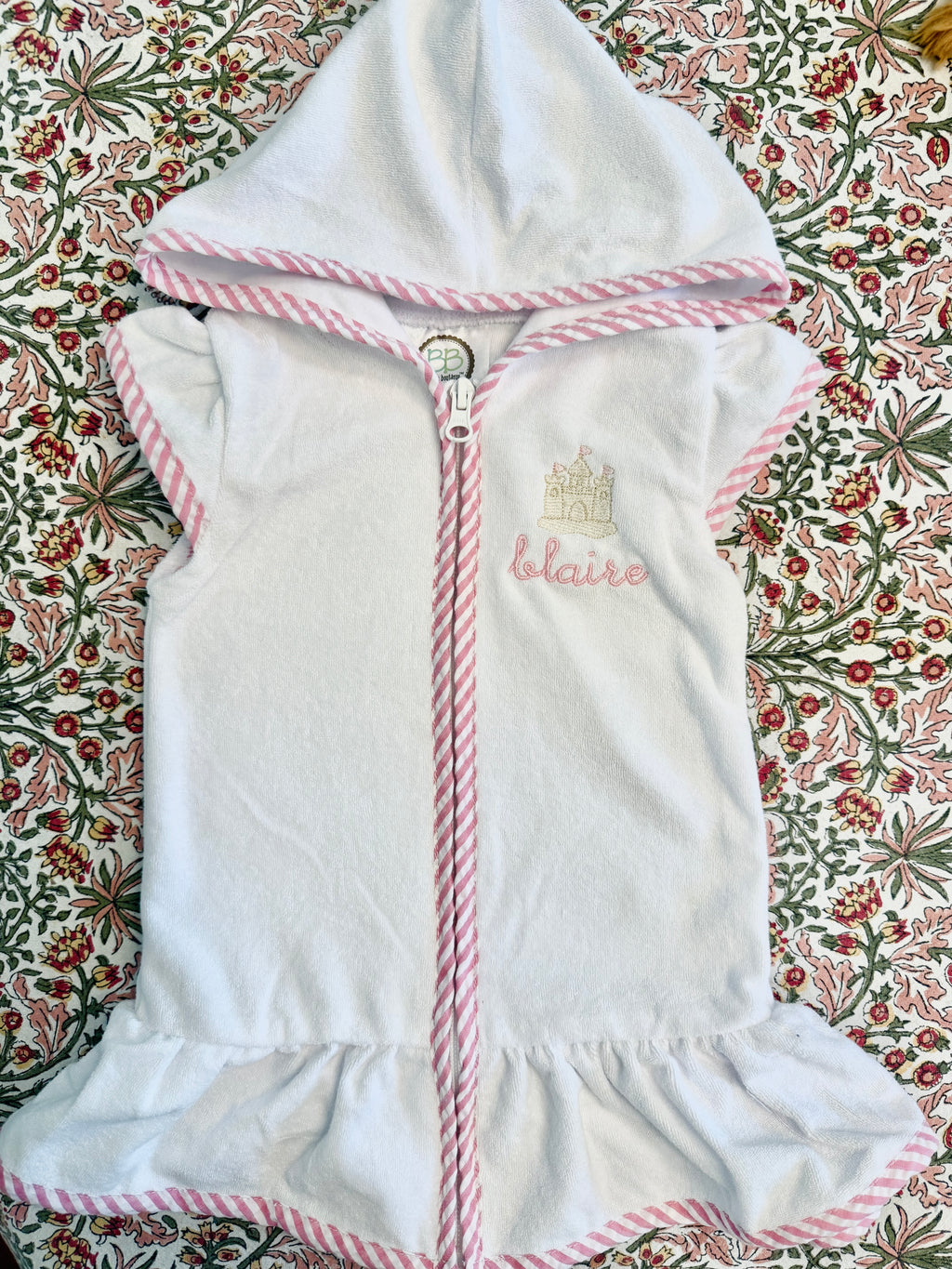 Embroidered Terry Cloth Towel Coverup