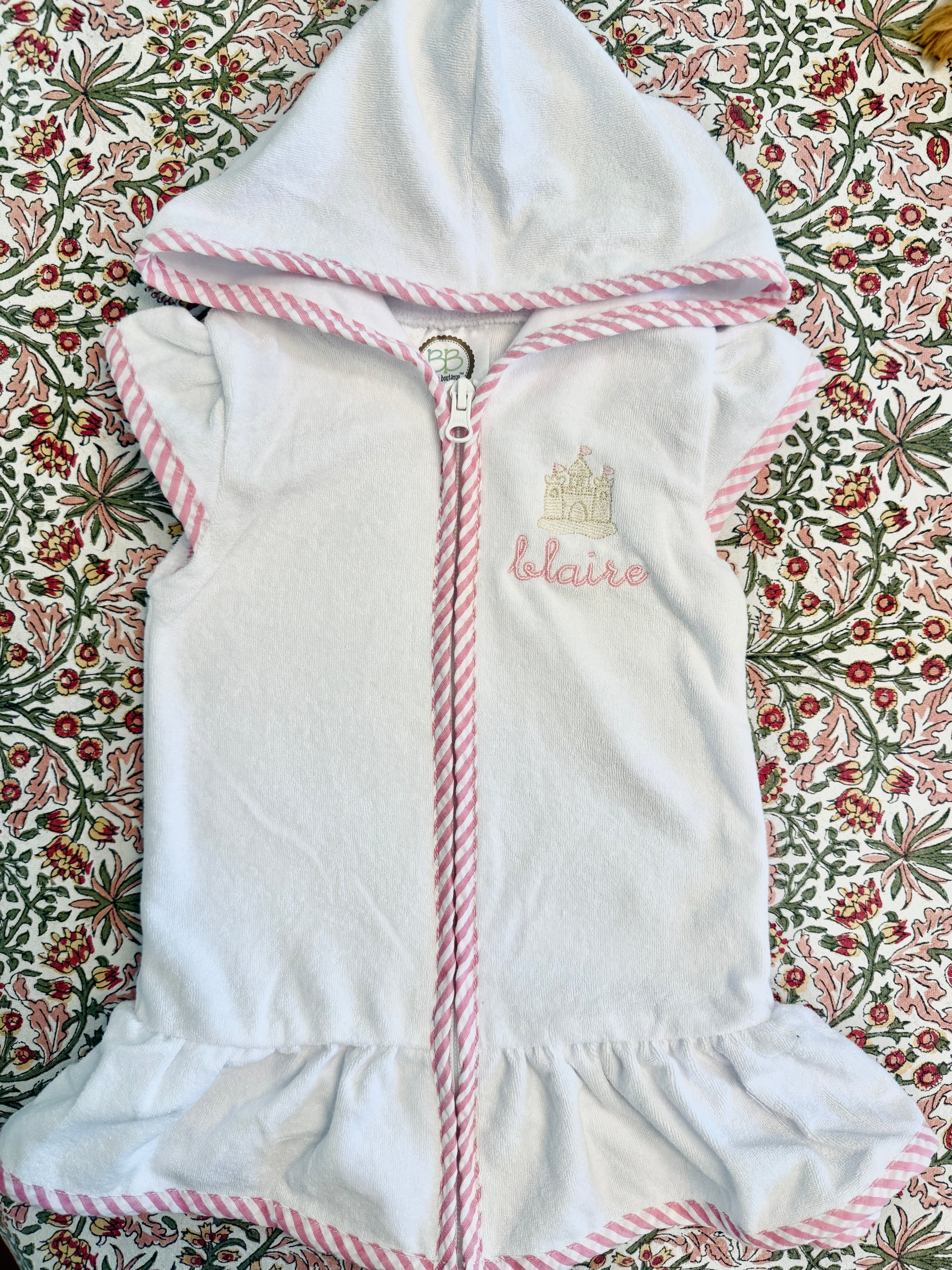 Embroidered Terry Cloth Towel Coverup