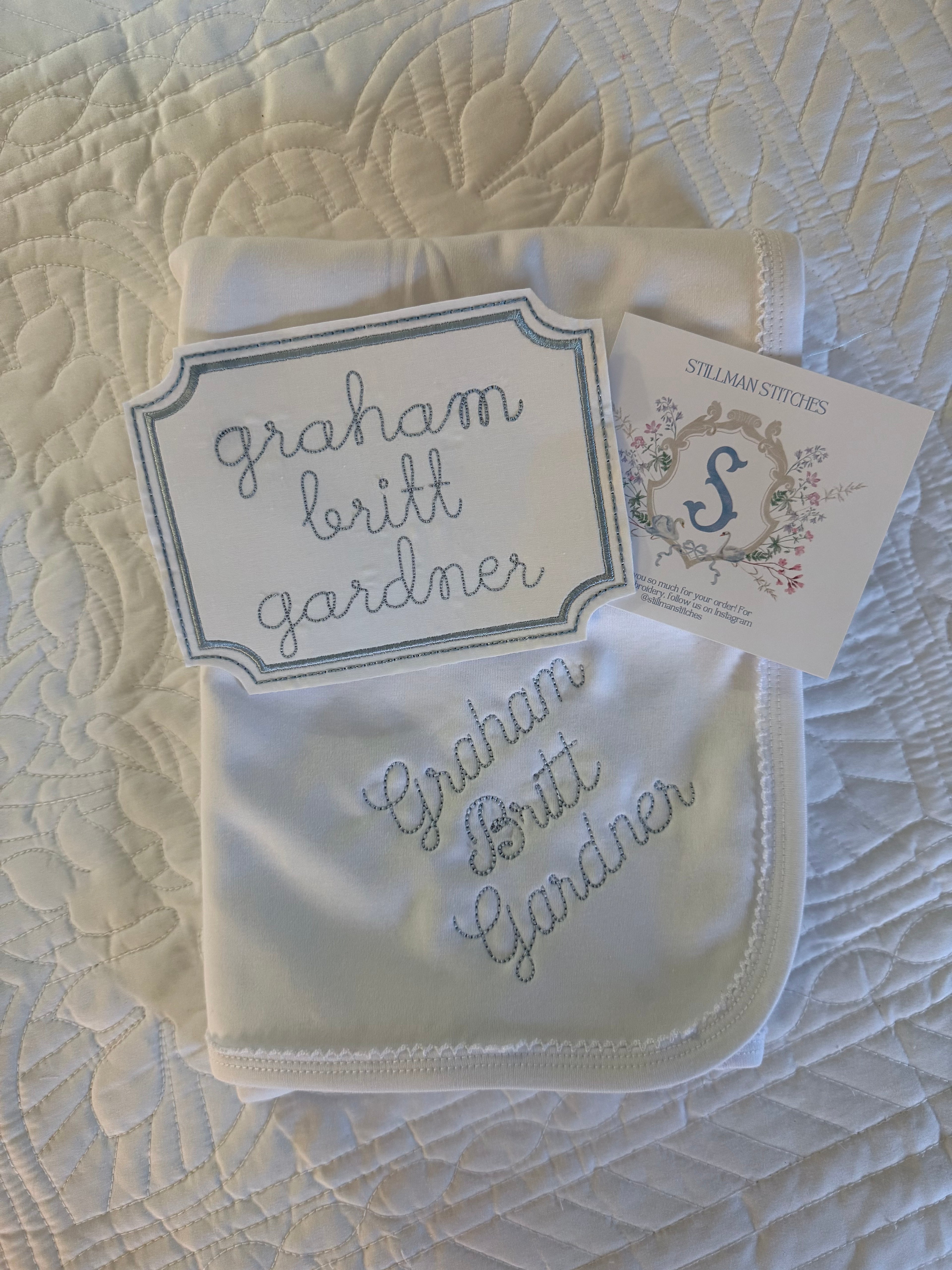 Embroidered Name Announcement Card