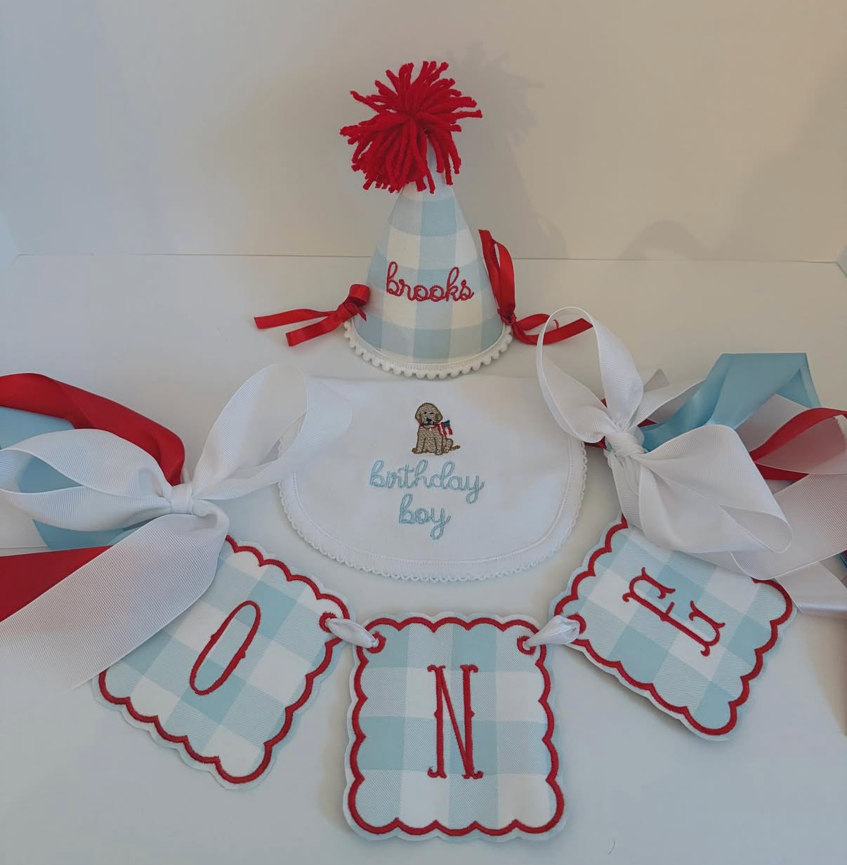 Embroidered Picot Trim Bib